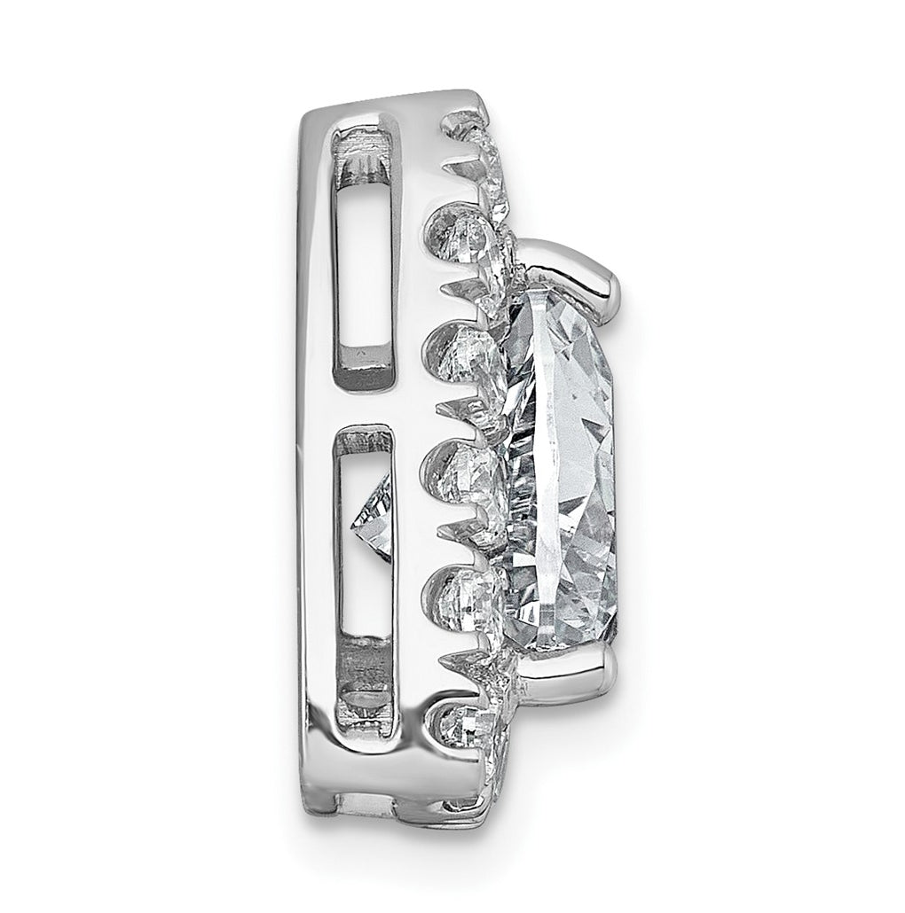 14K Yellow Or White Gold Certified Lab Grown Diamond VS+ F+ Trillion Complete Halo Chain Slide Pendant