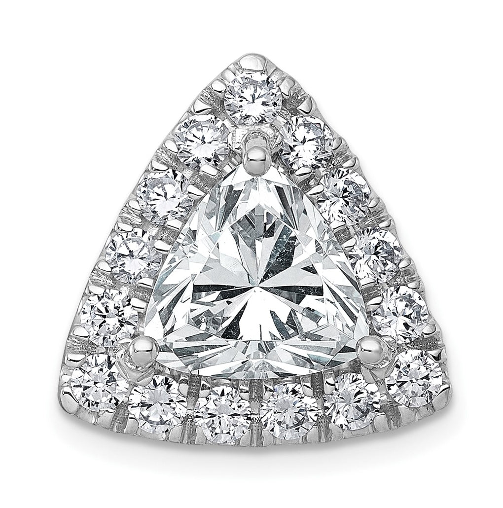 14K Yellow Or White Gold Certified Lab Grown Diamond VS+ F+ Trillion Complete Halo Chain Slide Pendant