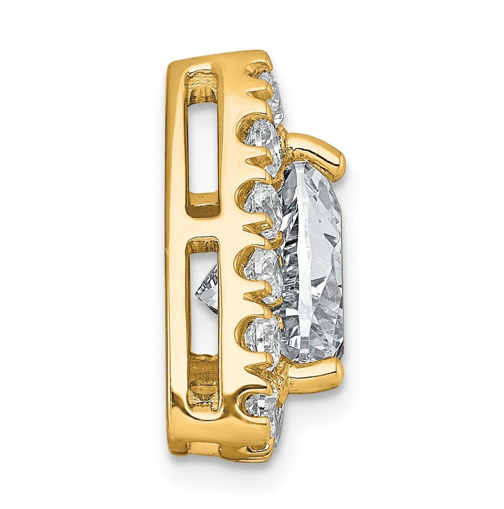 14K Yellow Or White Gold Certified Lab Grown Diamond VS+ F+ Trillion Complete Halo Chain Slide Pendant