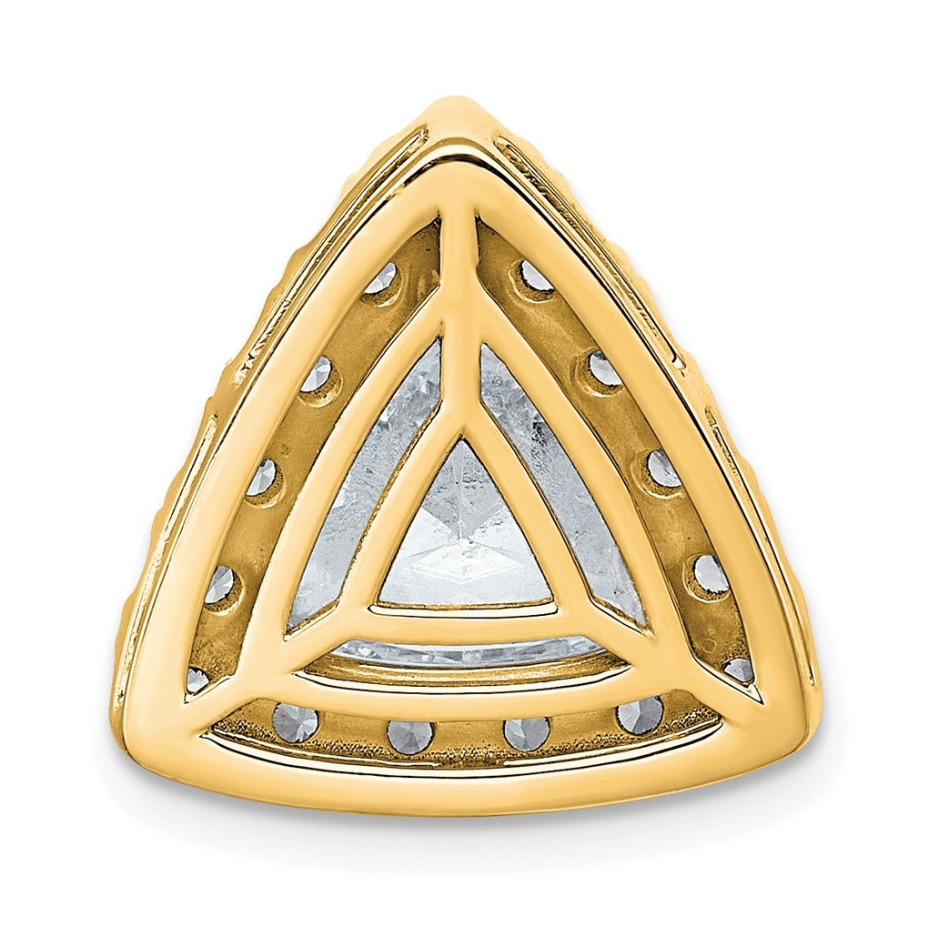 14K Yellow Or White Gold Certified Lab Grown Diamond VS+ F+ Trillion Complete Halo Chain Slide Pendant