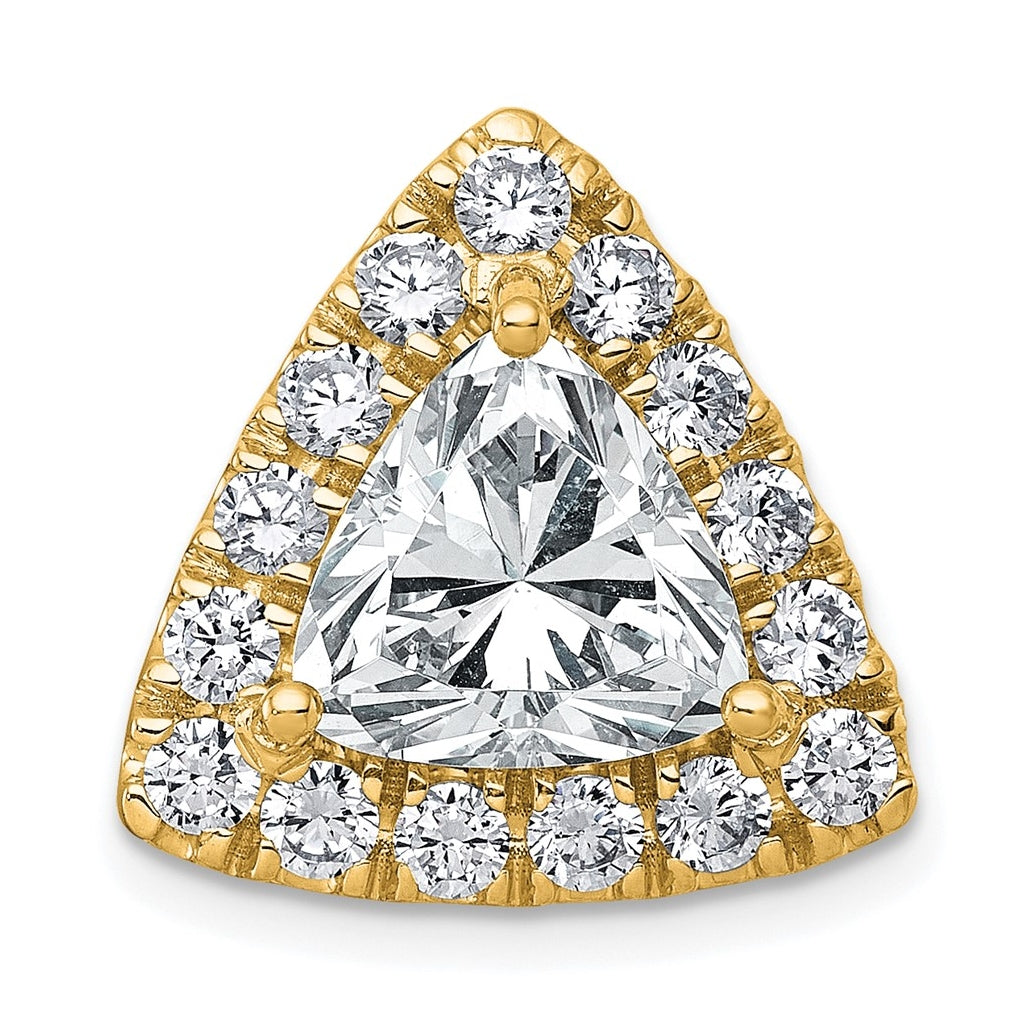 14K Yellow Or White Gold Certified Lab Grown Diamond VS+ F+ Trillion Complete Halo Chain Slide Pendant