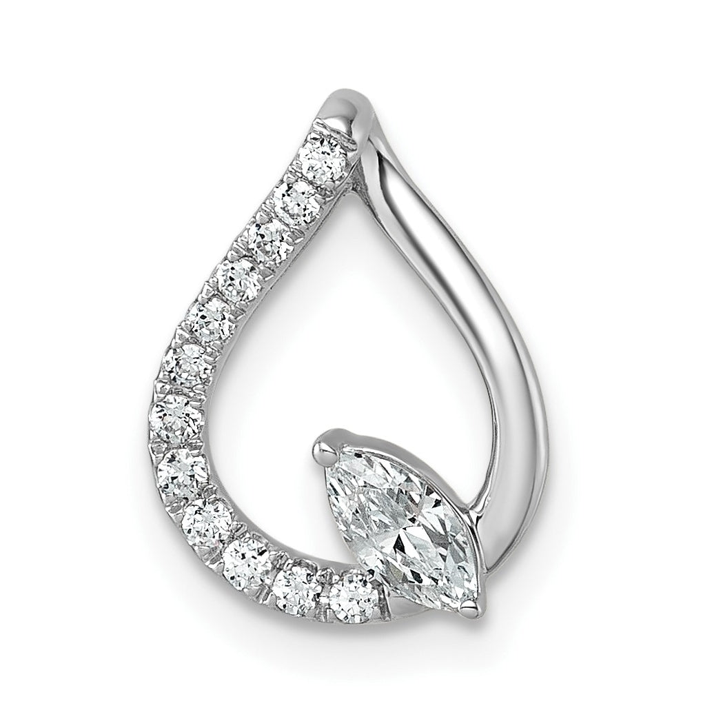 14k White Gold 1/3 carat Lab Grown Diamond VS+ F+ Complete Fashion Teardrop Chain Slide Pendant