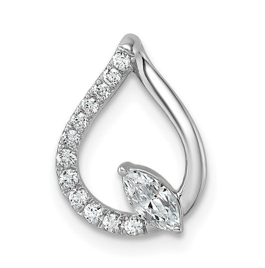 14k White Gold 1/3 carat Lab Grown Diamond VS+ F+ Complete Fashion Teardrop Chain Slide Pendant