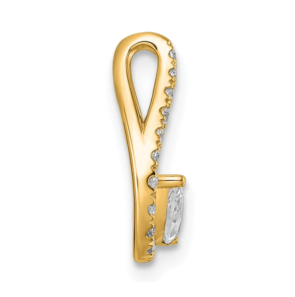 14k Yellow Gold 1/3 carat Lab Grown Diamond VS+ F+ Complete Fashion Teardrop Chain Slide Pendant