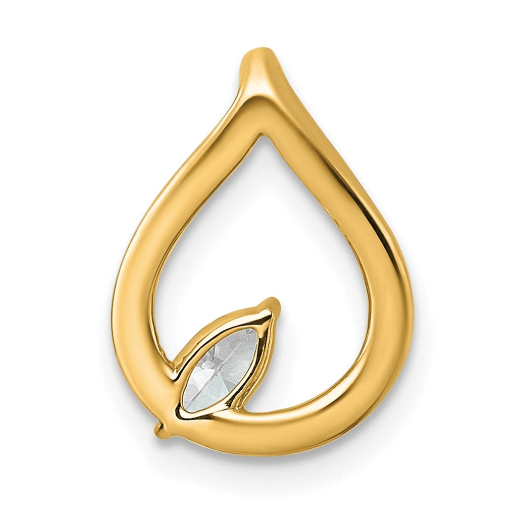 14k Yellow Gold 1/3 carat Lab Grown Diamond VS+ F+ Complete Fashion Teardrop Chain Slide Pendant