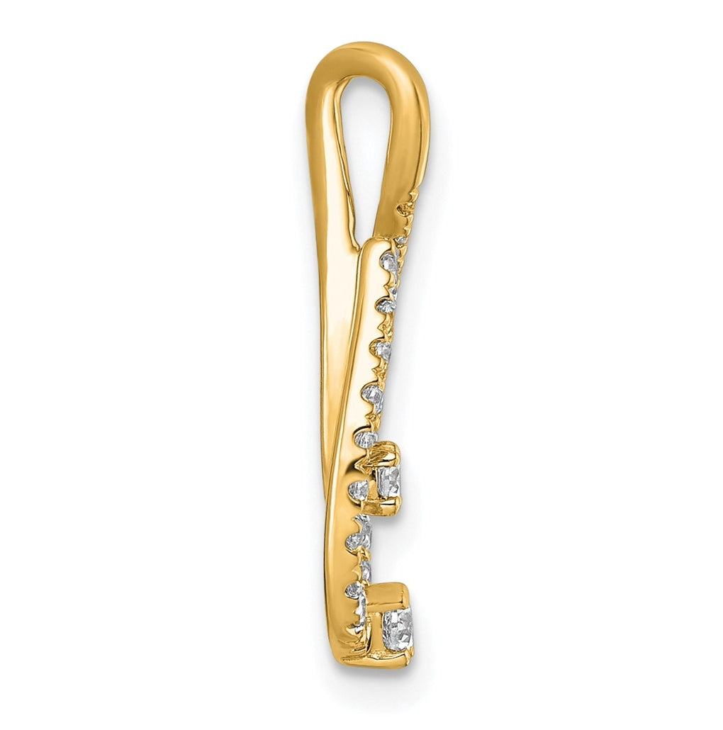 14k Yellow Gold 3/8 carat Lab Grown Diamond VS+ F+ Complete Fashion Teardrop Chain Slide Pendant