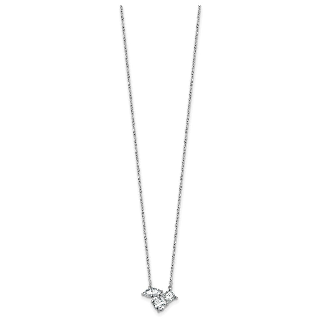 14k White Gold 1 carat Lab Grown Diamond VS+ F+ Complete 18 inch Three Stone Fashion Necklace