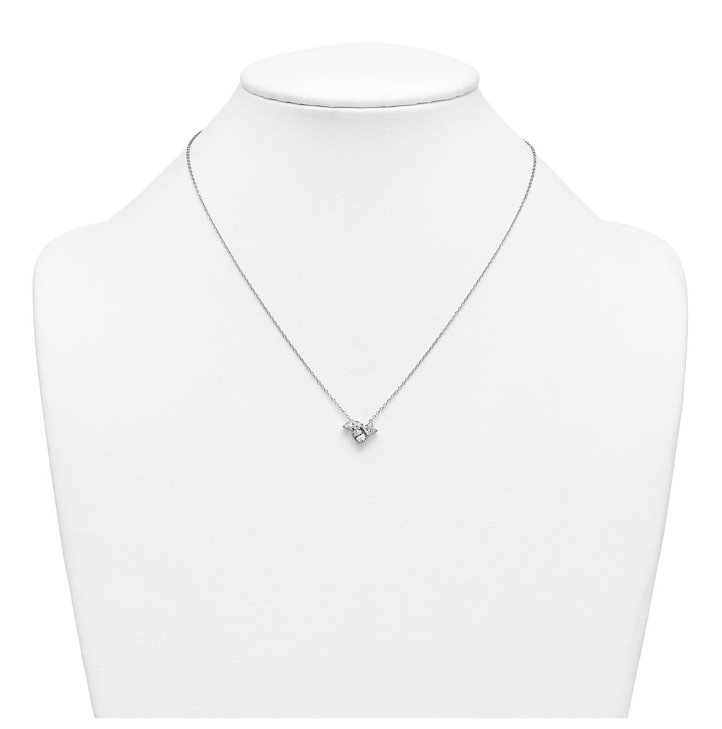 14k White Gold 1 carat Lab Grown Diamond VS+ F+ Complete 18 inch Three Stone Fashion Necklace