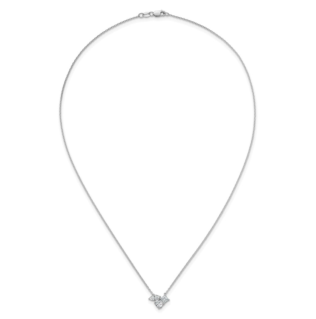 14k White Gold 1 carat Lab Grown Diamond VS+ F+ Complete 18 inch Three Stone Fashion Necklace