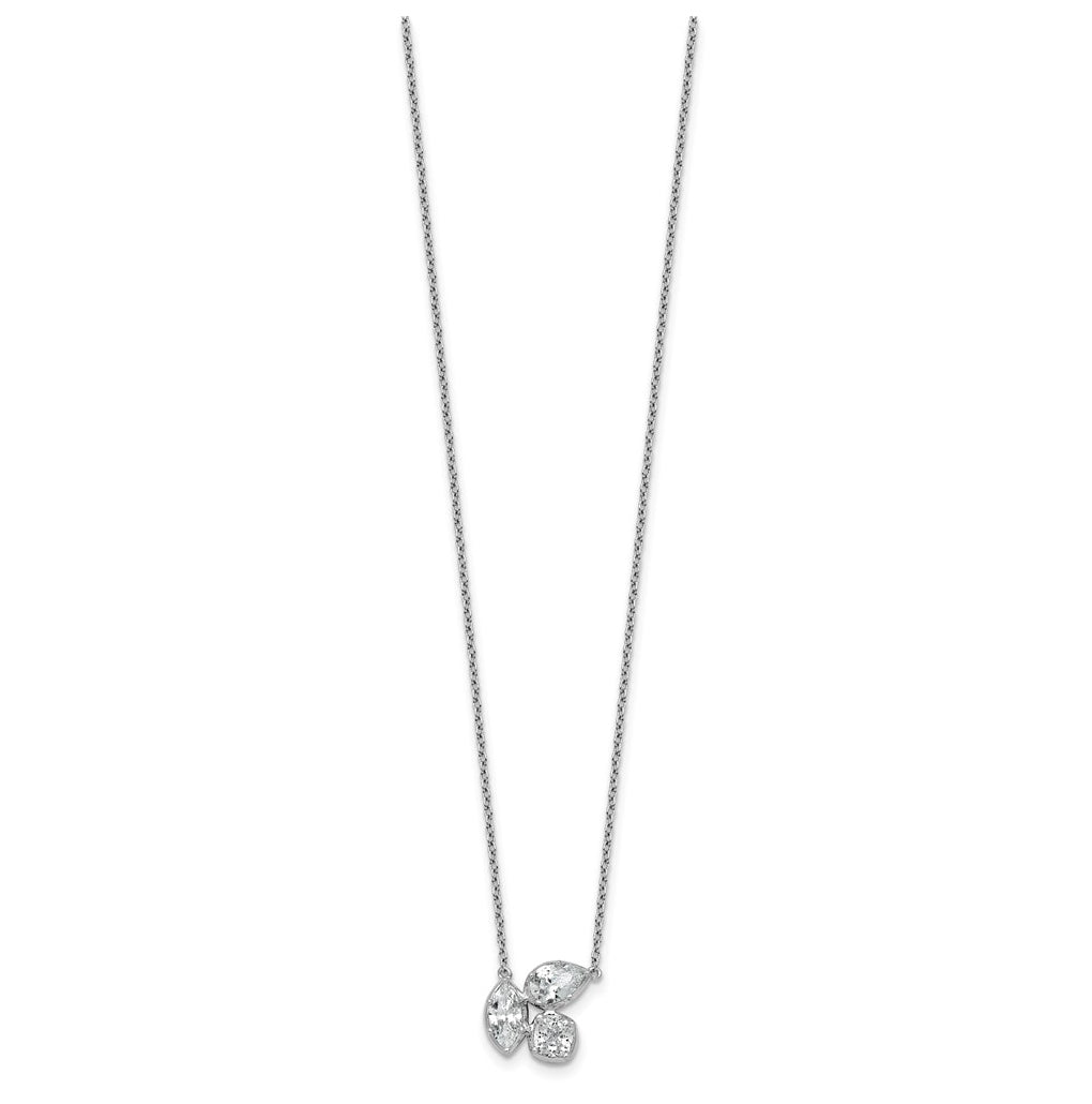 14k White Gold 1 carat Lab Grown Diamond VS+ F+ Complete 18 inch Three Stone Fashion Necklace