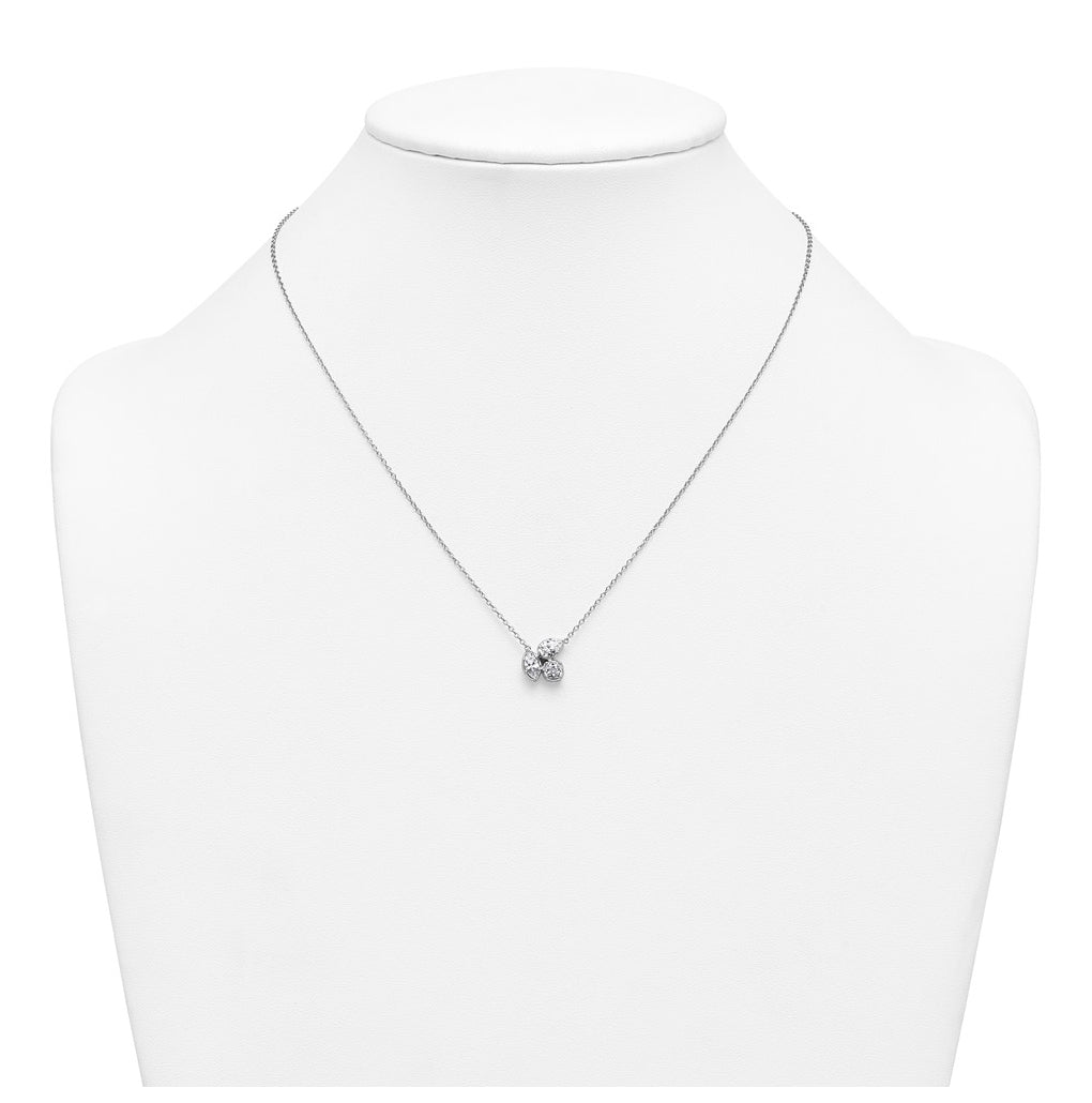 14k White Gold 1 carat Lab Grown Diamond VS+ F+ Complete 18 inch Three Stone Fashion Necklace