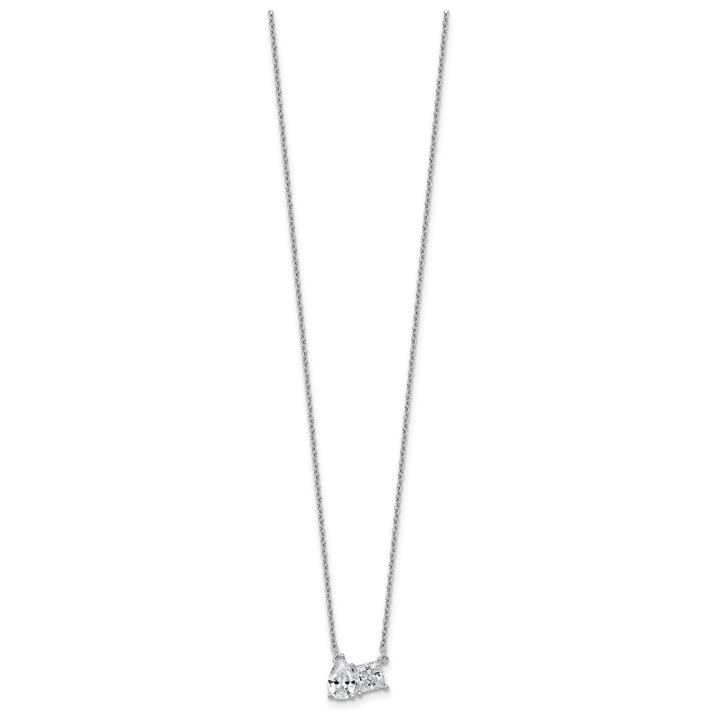 14k White Gold 1 carat Lab Grown Diamond VS+ F+ Complete 18 inch Two Stone Fashion Necklace