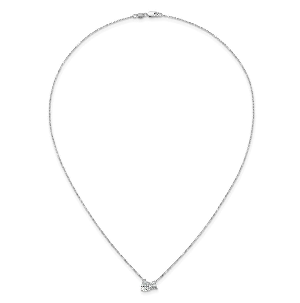 14k White Gold 1 carat Lab Grown Diamond VS+ F+ Complete 18 inch Two Stone Fashion Necklace