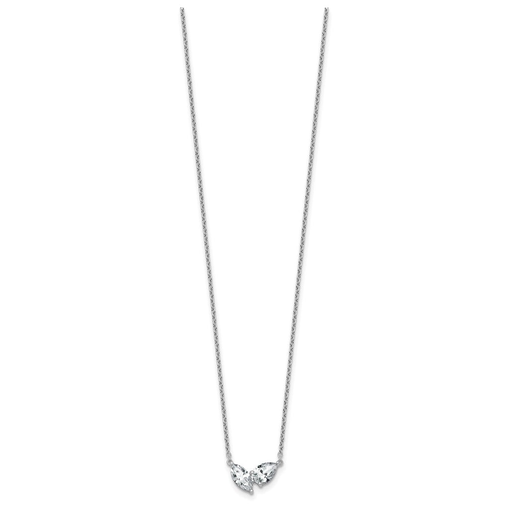 14k White Gold 1 carat Lab Grown Diamond VS+ F+ Complete 18 inch Two Stone Fashion Necklace