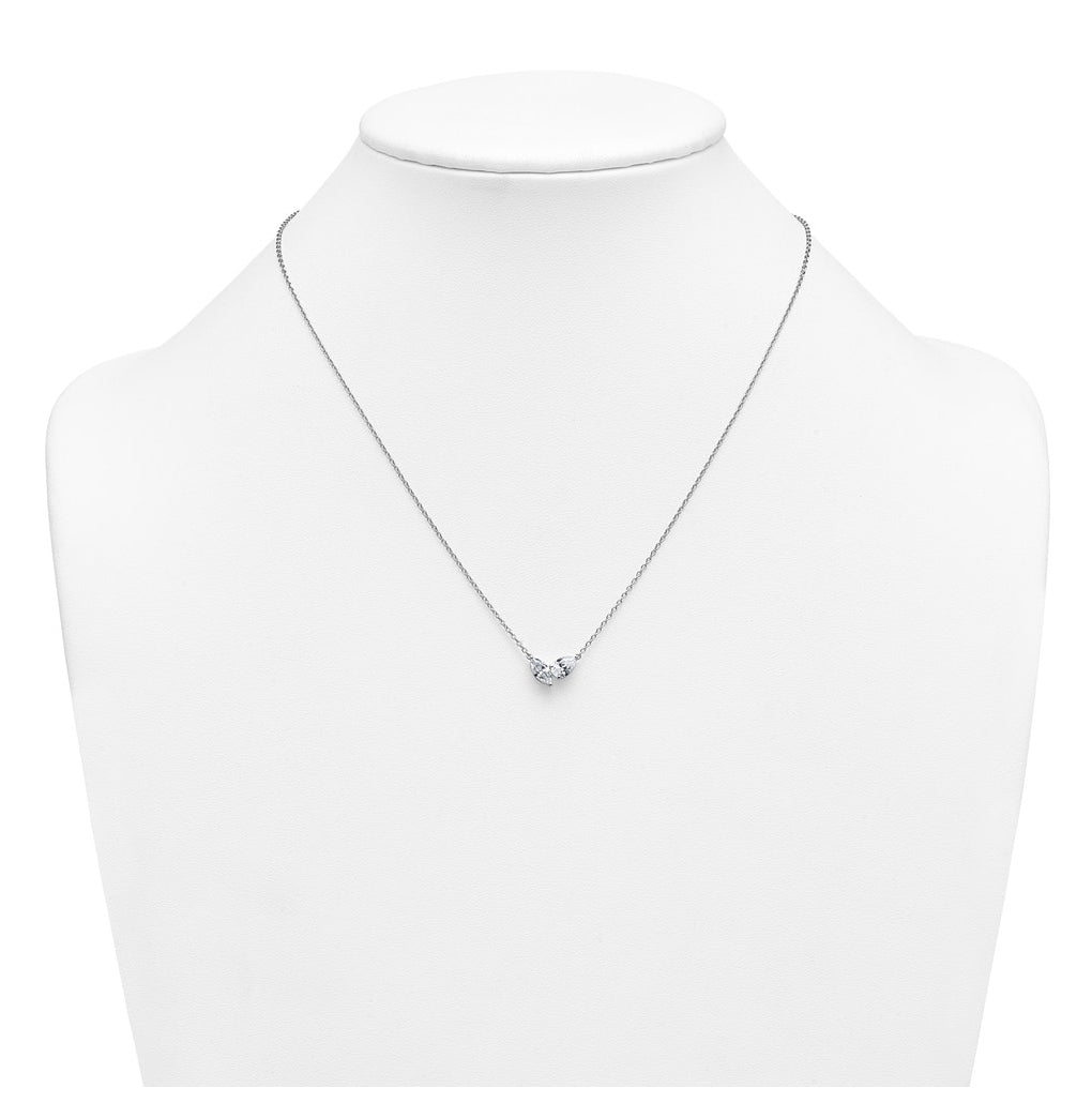14k White Gold 1 carat Lab Grown Diamond VS+ F+ Complete 18 inch Two Stone Fashion Necklace