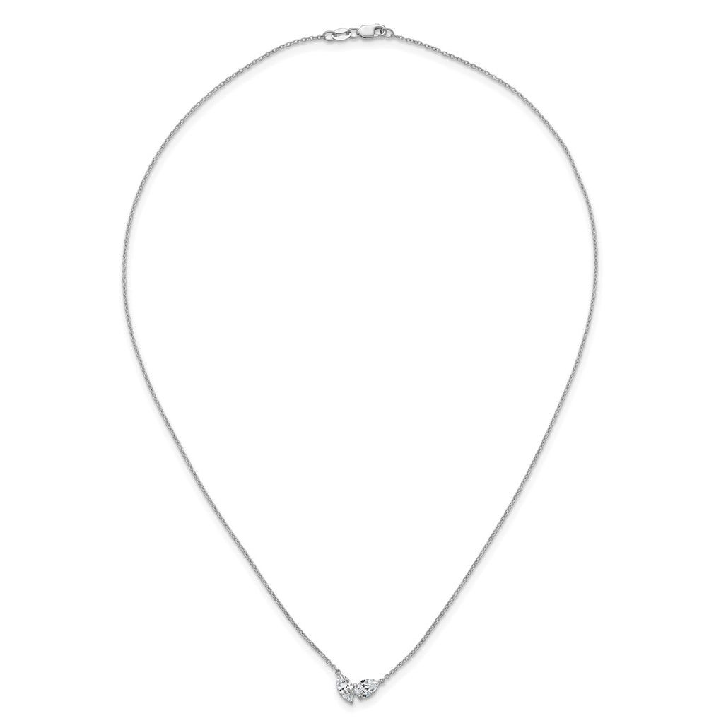 14k White Gold 1 carat Lab Grown Diamond VS+ F+ Complete 18 inch Two Stone Fashion Necklace