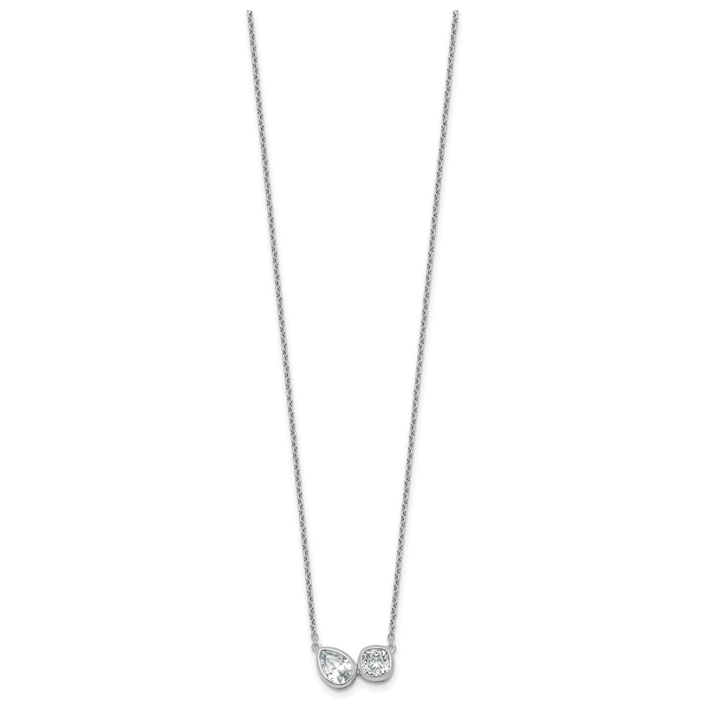 14k White Gold 1 carat Lab Grown Diamond VS+ F+ Complete 18 inch Two Stone Fashion Necklace