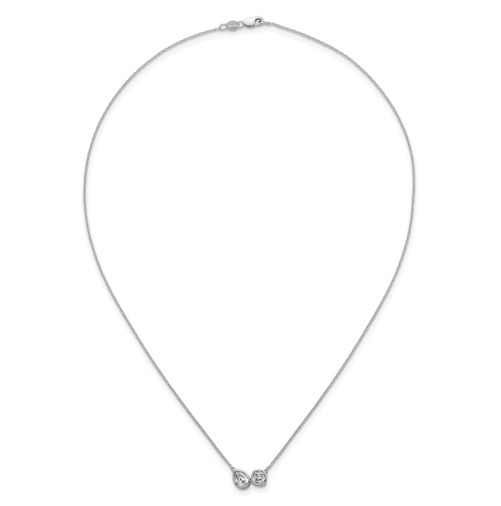 14k White Gold 1 carat Lab Grown Diamond VS+ F+ Complete 18 inch Two Stone Fashion Necklace