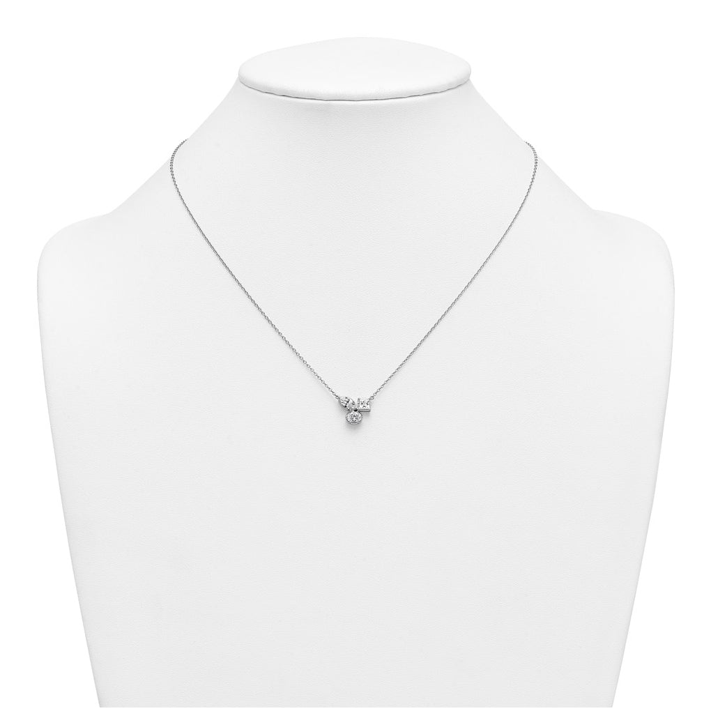14k White Gold 1 carat Lab Grown Diamond VS+ F+ Complete 18 inch Three Stone Fashion Necklace