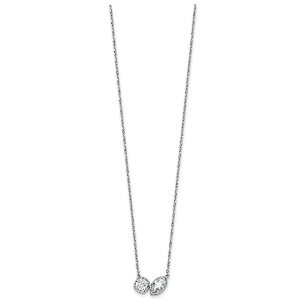 14k White Gold 1 carat Lab Grown Diamond VS+ F+ Complete 18 inch Two Stone Fashion Necklace
