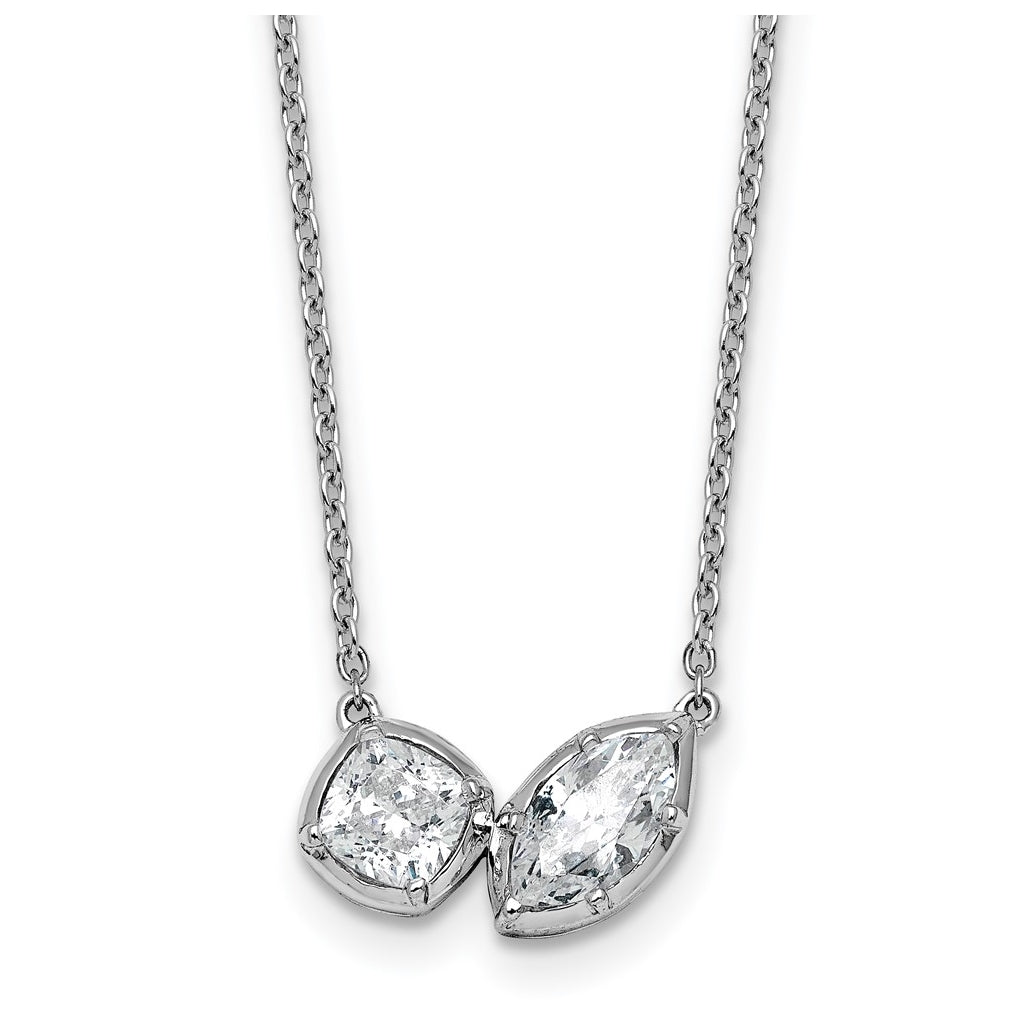 14k White Gold 1 carat Lab Grown Diamond VS+ F+ Complete 18 inch Two Stone Fashion Necklace