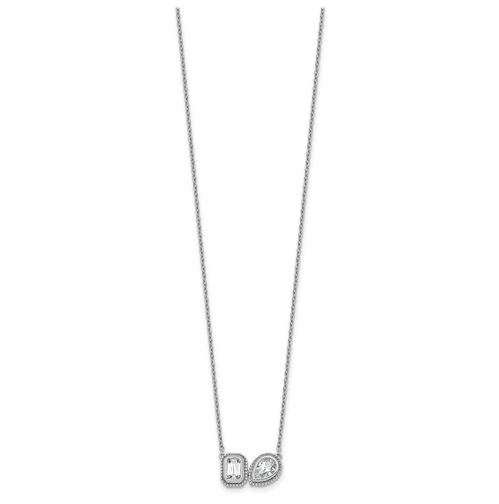 14k White Gold 1 carat Lab Grown Diamond VS+ F+ Complete 18 inch Two Stone Fashion Necklace