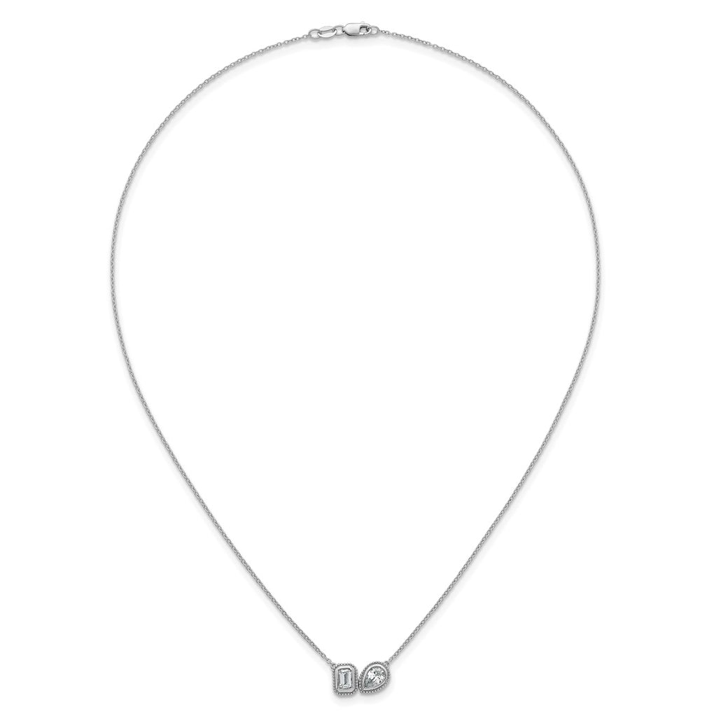14k White Gold 1 carat Lab Grown Diamond VS+ F+ Complete 18 inch Two Stone Fashion Necklace