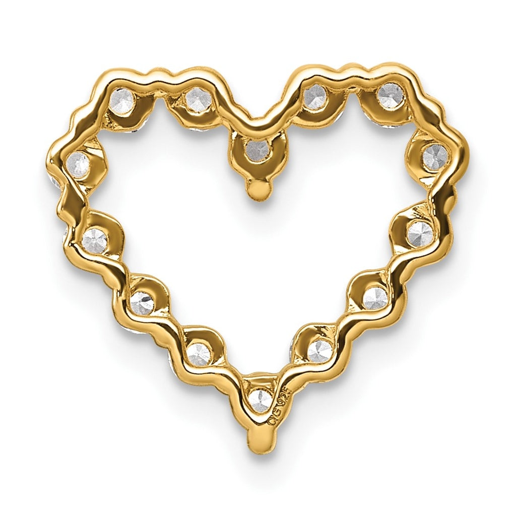 14k Yellow Gold 1/2 carat Lab Grown Diamond VS+ F+ Complete Heart Chain Slide Pendant