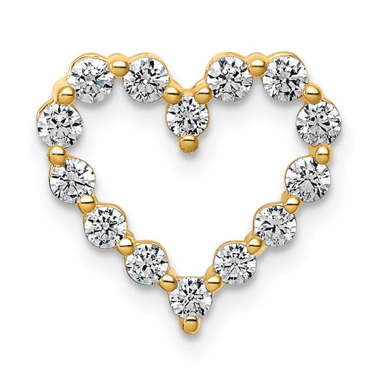 14k Yellow Gold 1/2 carat Lab Grown Diamond VS+ F+ Complete Heart Chain Slide Pendant