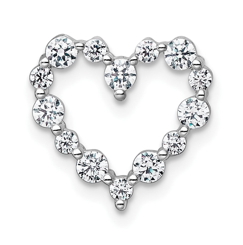 14k White Gold 1/2 carat Lab Grown Diamond VS+ F+ Complete Heart Chain Slide Pendant