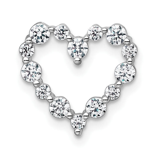 14k White Gold 1/2 carat Lab Grown Diamond VS+ F+ Complete Heart Chain Slide Pendant