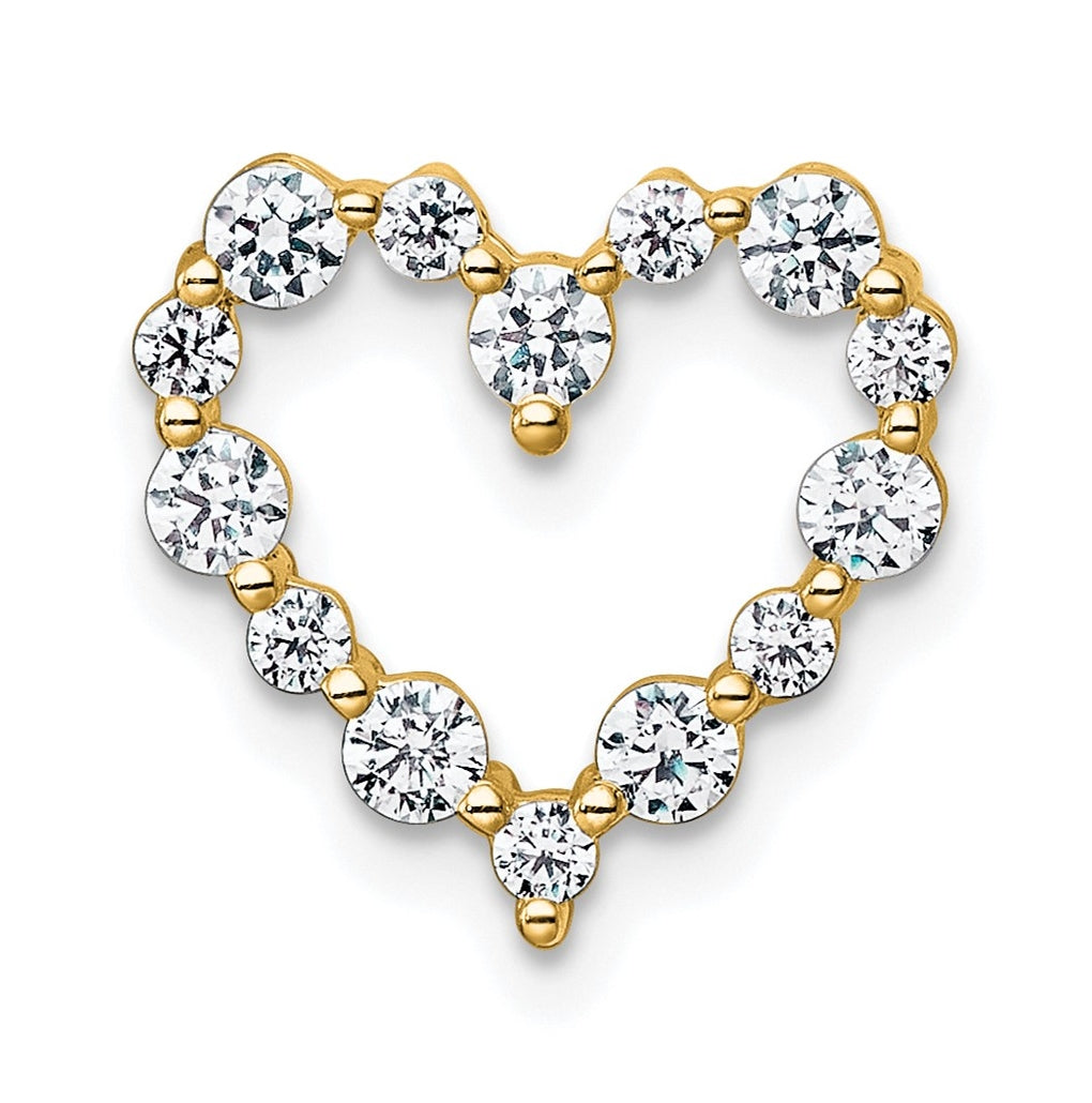 14k Yellow Gold 1/2 carat Lab Grown Diamond VS+ F+ Complete Heart Chain Slide Pendant