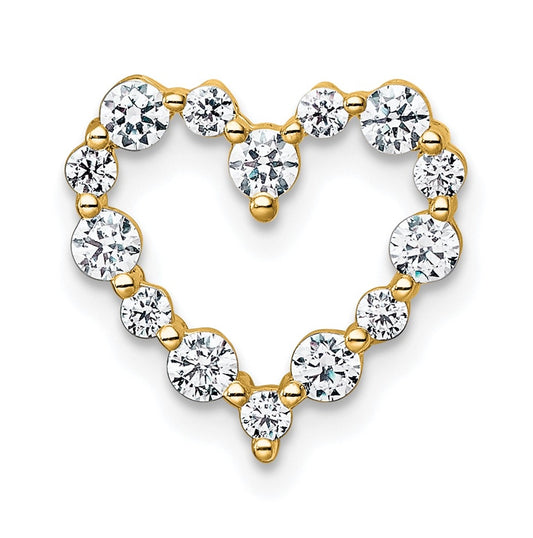 14k Yellow Gold 1/2 carat Lab Grown Diamond VS+ F+ Complete Heart Chain Slide Pendant