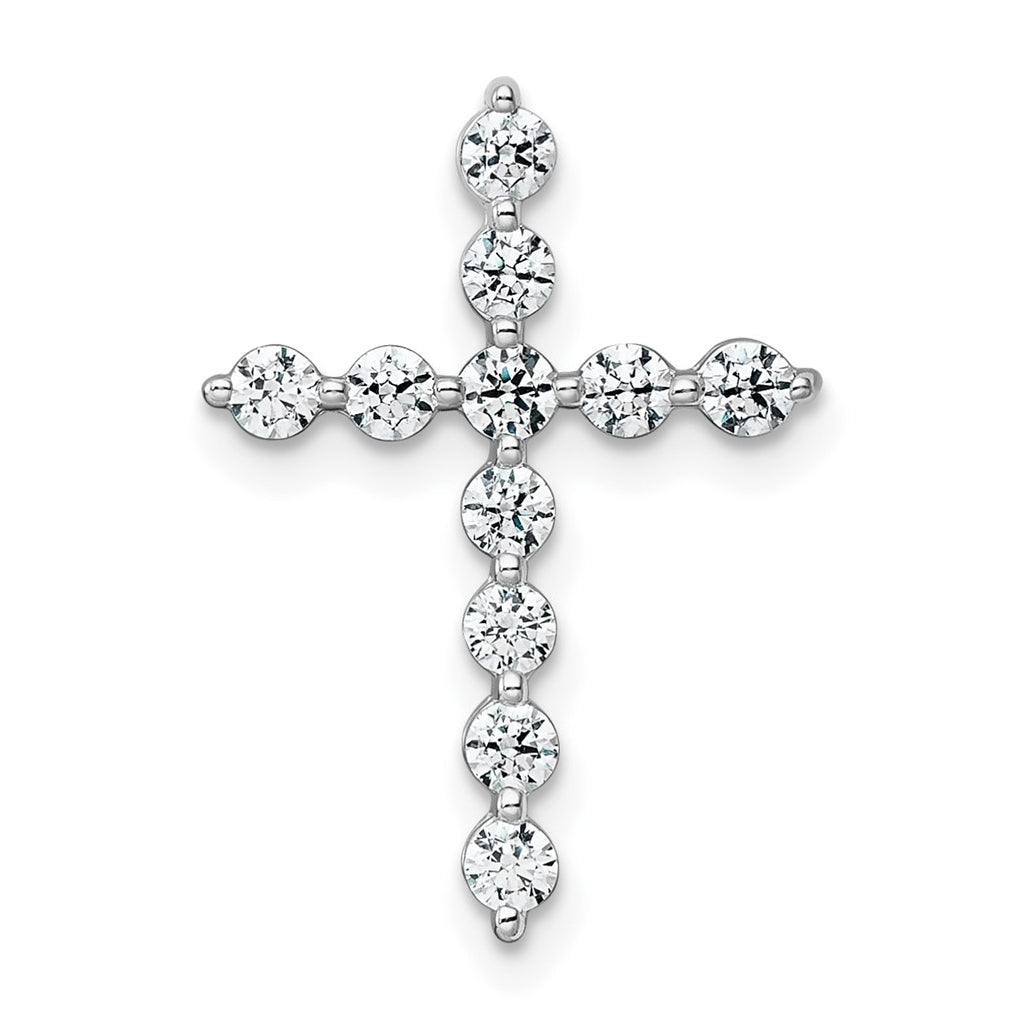14k White Gold 1/2 carat Lab Grown Diamond VS+ F+ Complete Cross Chain Slide Pendant