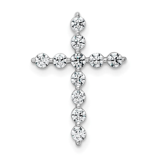 14k White Gold 1/2 carat Lab Grown Diamond VS+ F+ Complete Cross Chain Slide Pendant
