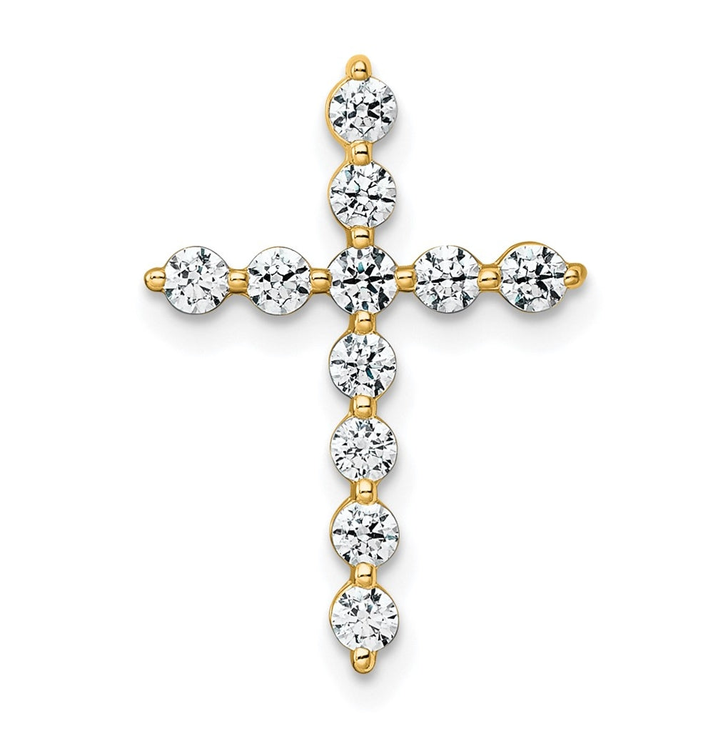 14k Yellow Gold 1/2 carat Lab Grown Diamond VS+ F+ Complete Cross Chain Slide Pendant
