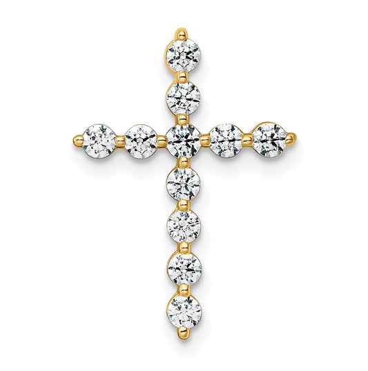 14k Yellow Gold 1/2 carat Lab Grown Diamond VS+ F+ Complete Cross Chain Slide Pendant