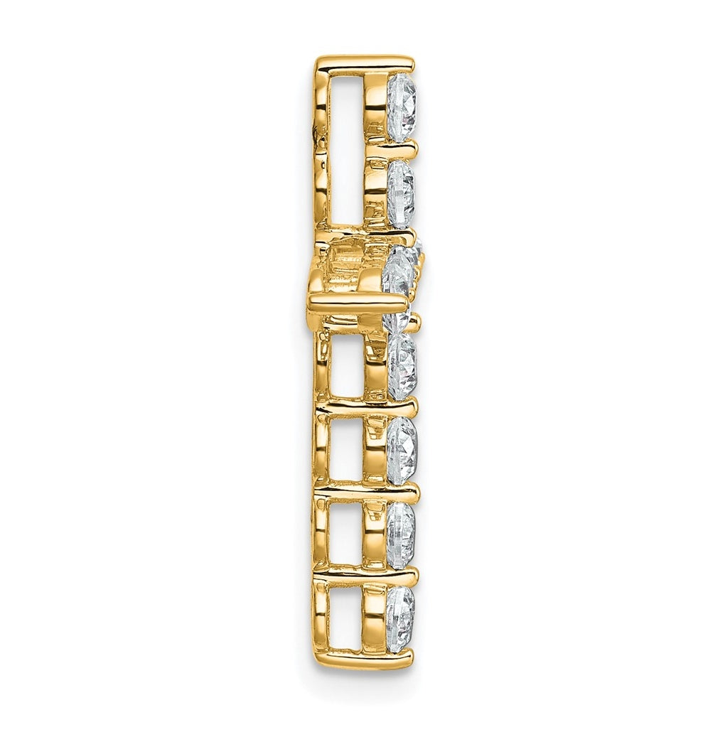 14k Yellow Gold 1 carat Lab Grown Diamond VS+ F+ Complete Cross Chain Slide Pendant