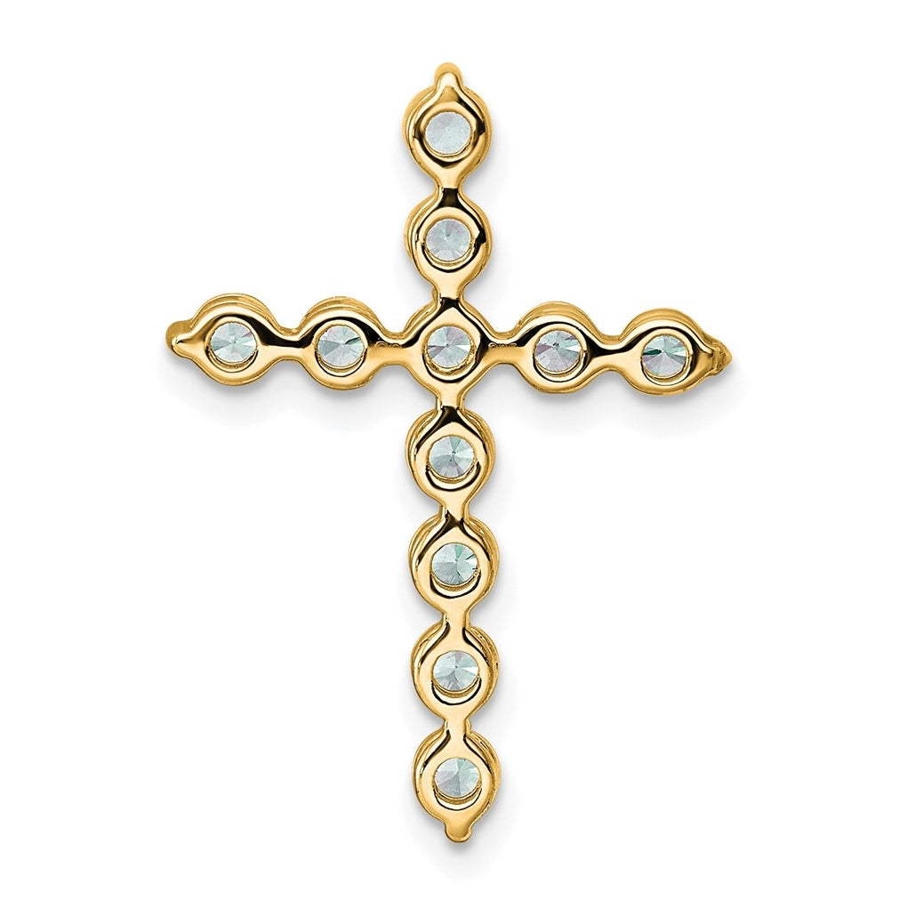 14k Yellow Gold 1 carat Lab Grown Diamond VS+ F+ Complete Cross Chain Slide Pendant