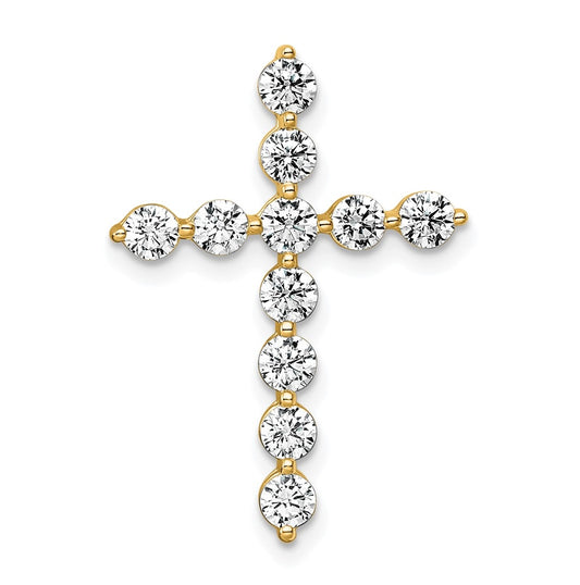 14k Yellow Gold 1 carat Lab Grown Diamond VS+ F+ Complete Cross Chain Slide Pendant