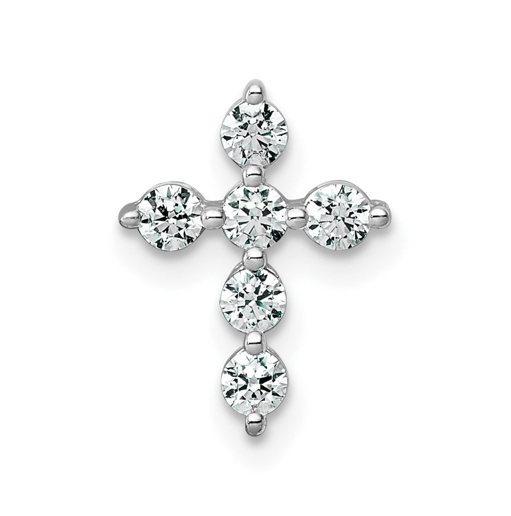 14k White Gold 1/4 carat Lab Grown Diamond VS+ F+ Complete Cross Chain Slide Pendant