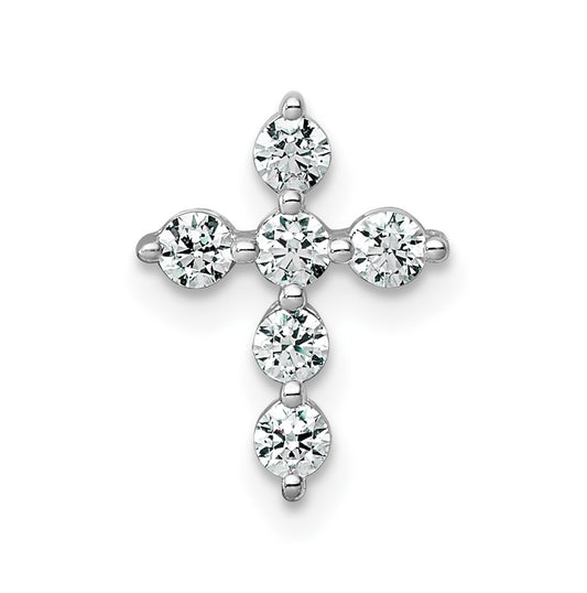14k White Gold 1/4 carat Lab Grown Diamond VS+ F+ Complete Cross Chain Slide Pendant