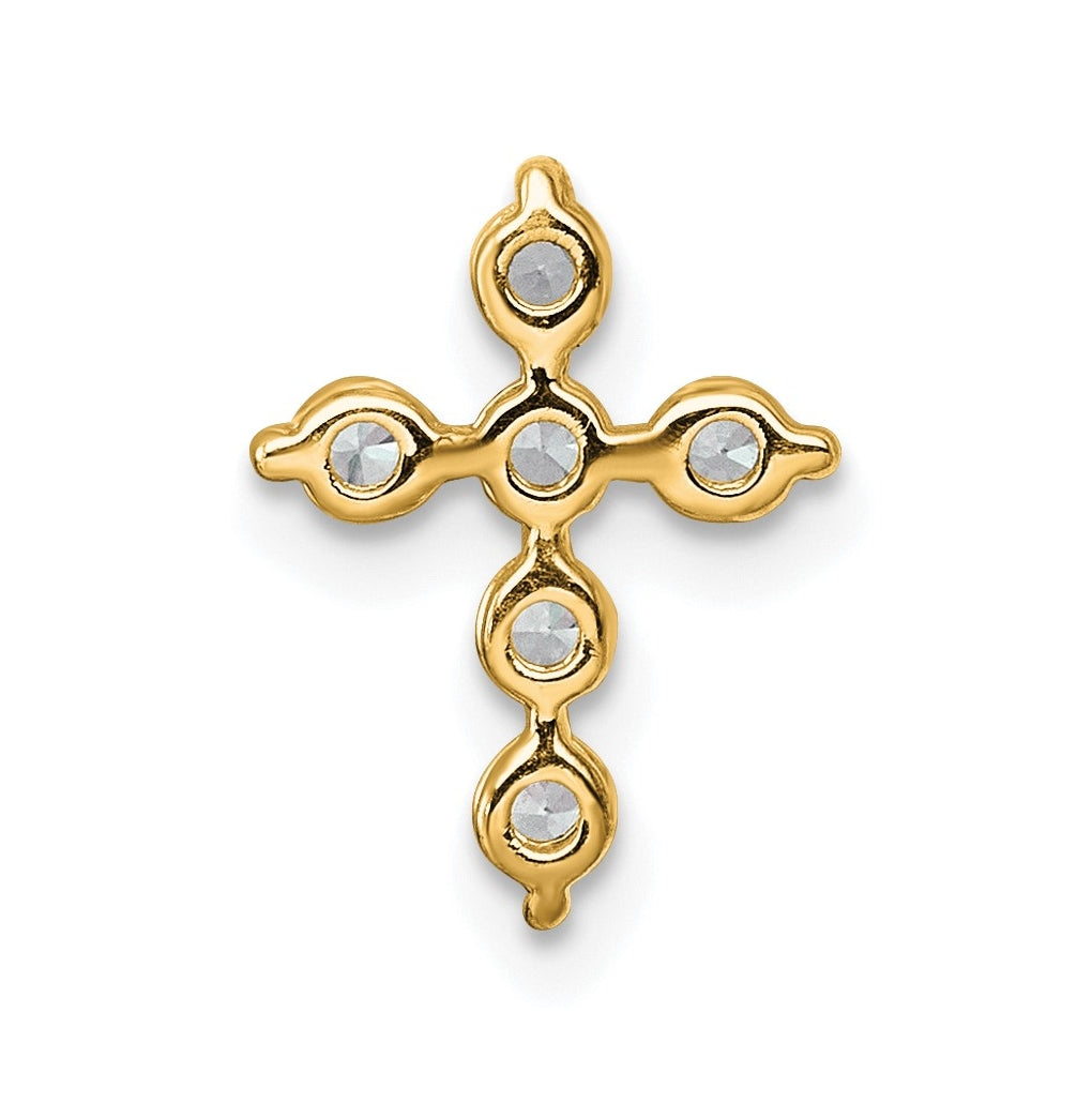 14k Yellow Gold 1/4 carat Lab Grown Diamond VS+ F+ Complete Cross Chain Slide Pendant