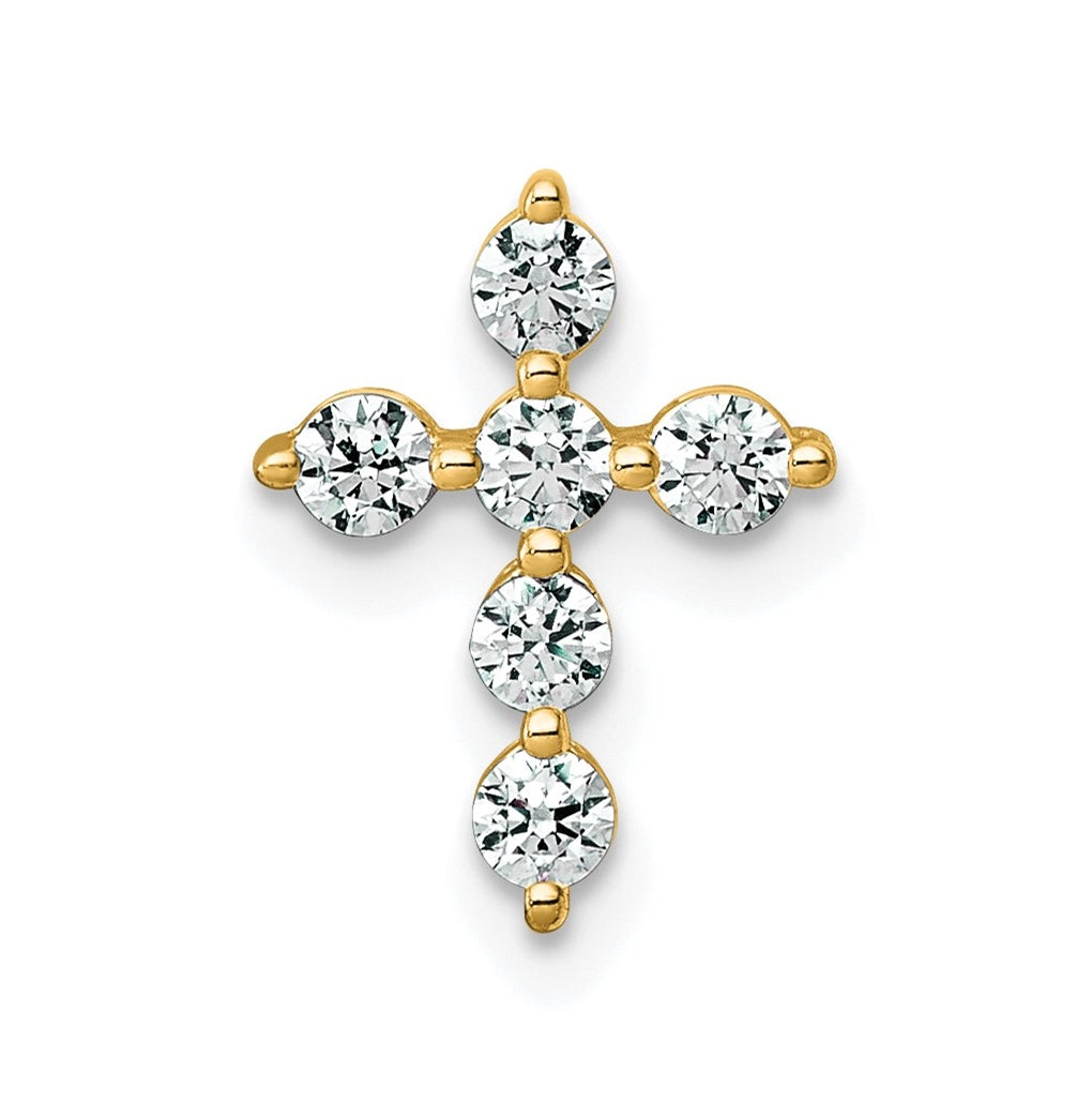14k Yellow Gold 1/4 carat Lab Grown Diamond VS+ F+ Complete Cross Chain Slide Pendant