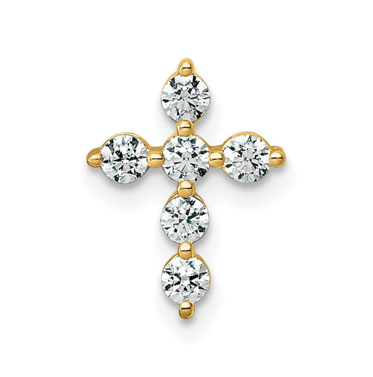 14k Yellow Gold 1/4 carat Lab Grown Diamond VS+ F+ Complete Cross Chain Slide Pendant