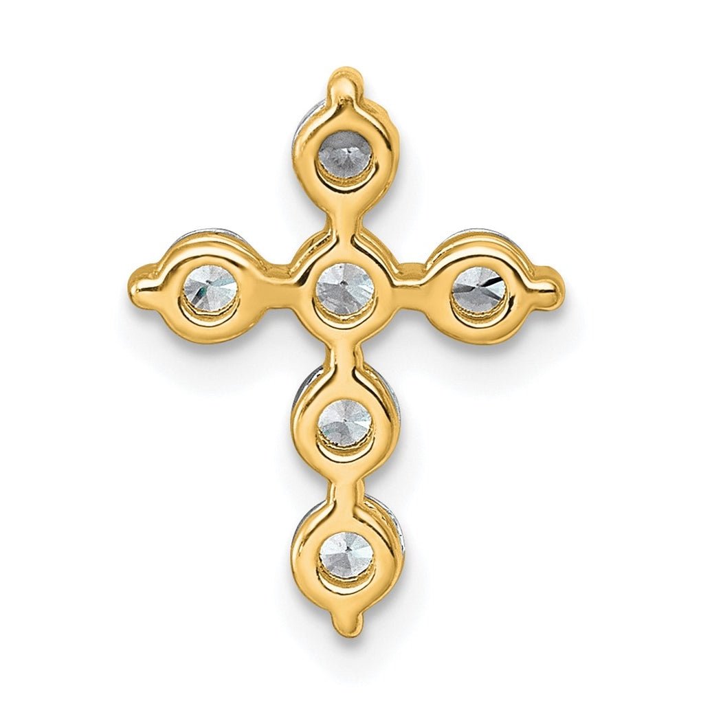 14k Yellow Gold 1/2 carat Lab Grown Diamond VS+ F+ Complete Cross Chain Slide Pendant