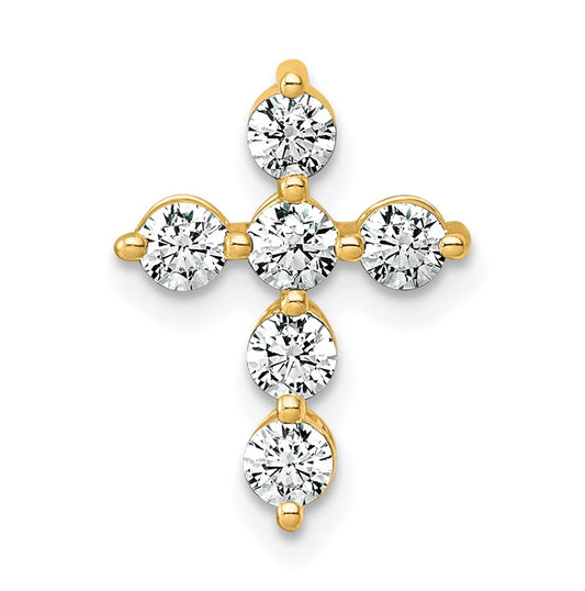 14k Yellow Gold 1/2 carat Lab Grown Diamond VS+ F+ Complete Cross Chain Slide Pendant