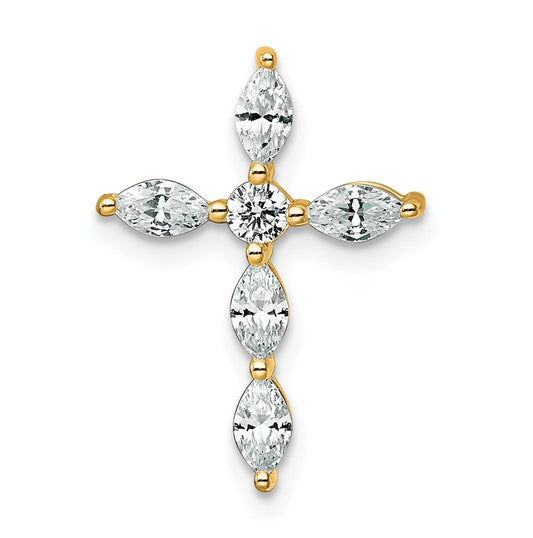 14k Yellow Gold 1/2 carat Lab Grown Diamond VS+ F+ Complete Cross Chain Slide Pendant
