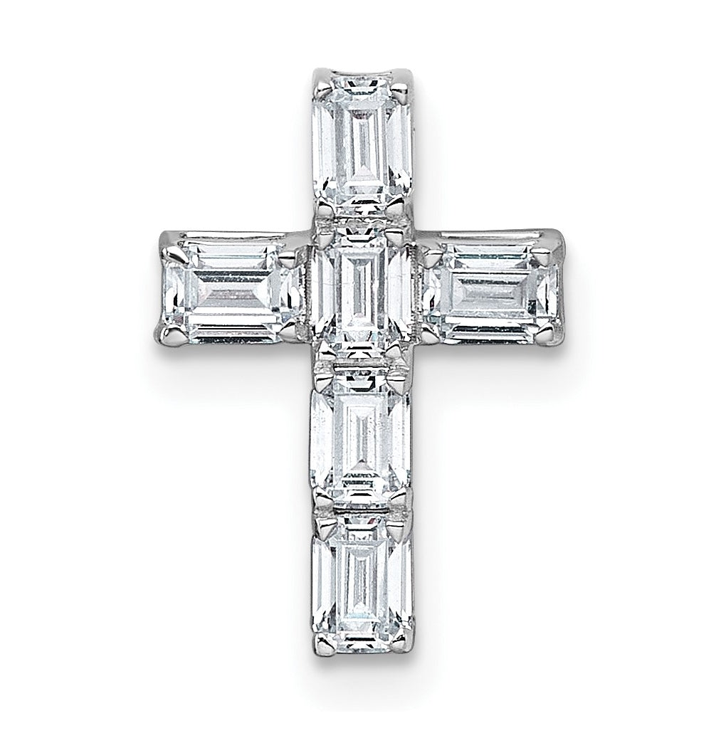 14k White Gold 3/4 carat Lab Grown Diamond VS+ F+ Complete Cross Chain Slide Pendant