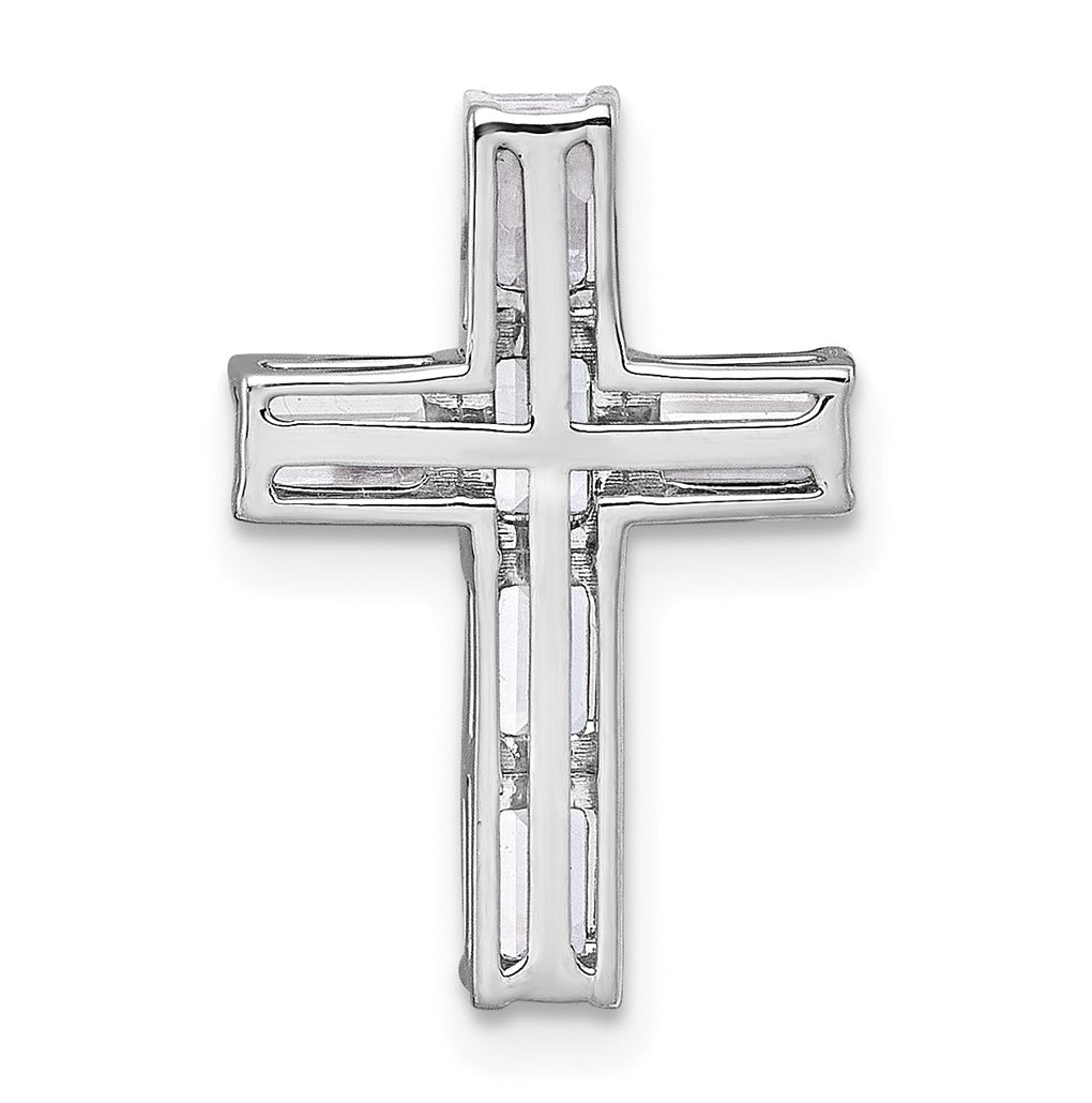 14k White Gold 1 5/8 carat Lab Grown Diamond VS+ F+ Complete Cross Chain Slide Pendant